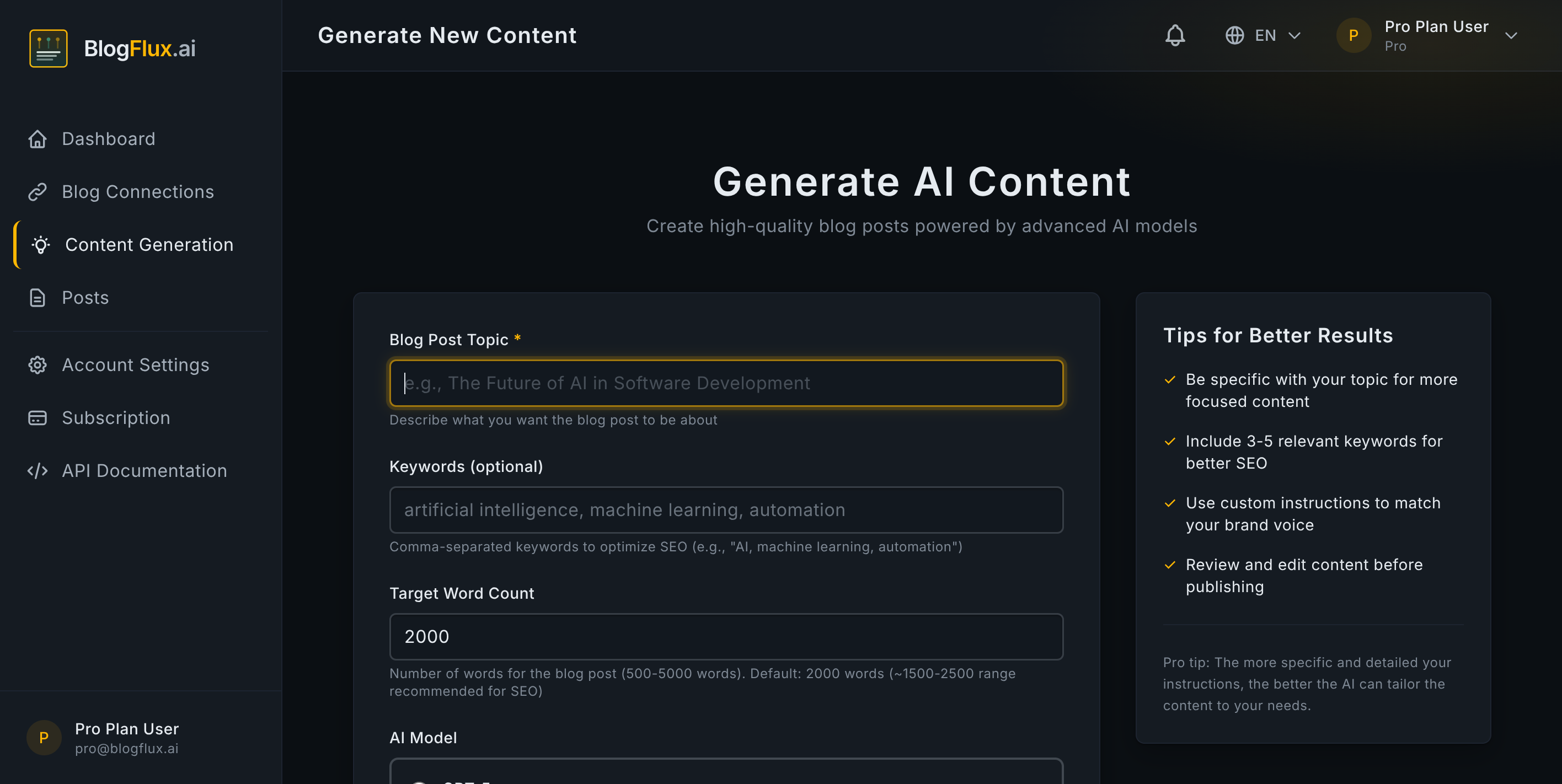 BlogFlux Content Editor